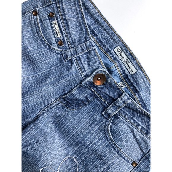 Vintage Boho 90s Rare Flare Jeans with Flower Embroidery Low Rise Size 28 - Picture 4 of 7